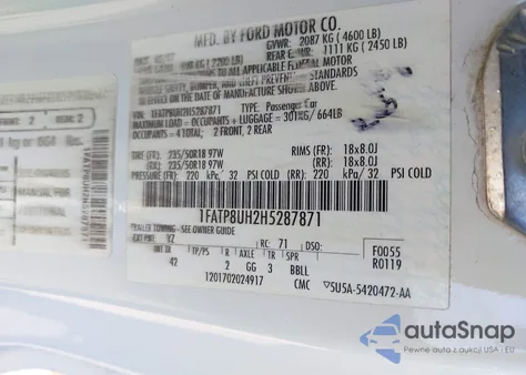 2017 Ford Mustang Ecoboost Premium from USA, damaged, VIN 1FATP8UH2H5287871